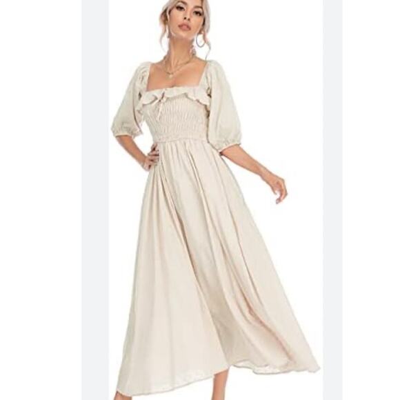 R. Vivimos Dresses & Skirts - R. Vivimos Women's Summer Cream Puff Sleeves Cottagecore Midi Dress Sz L